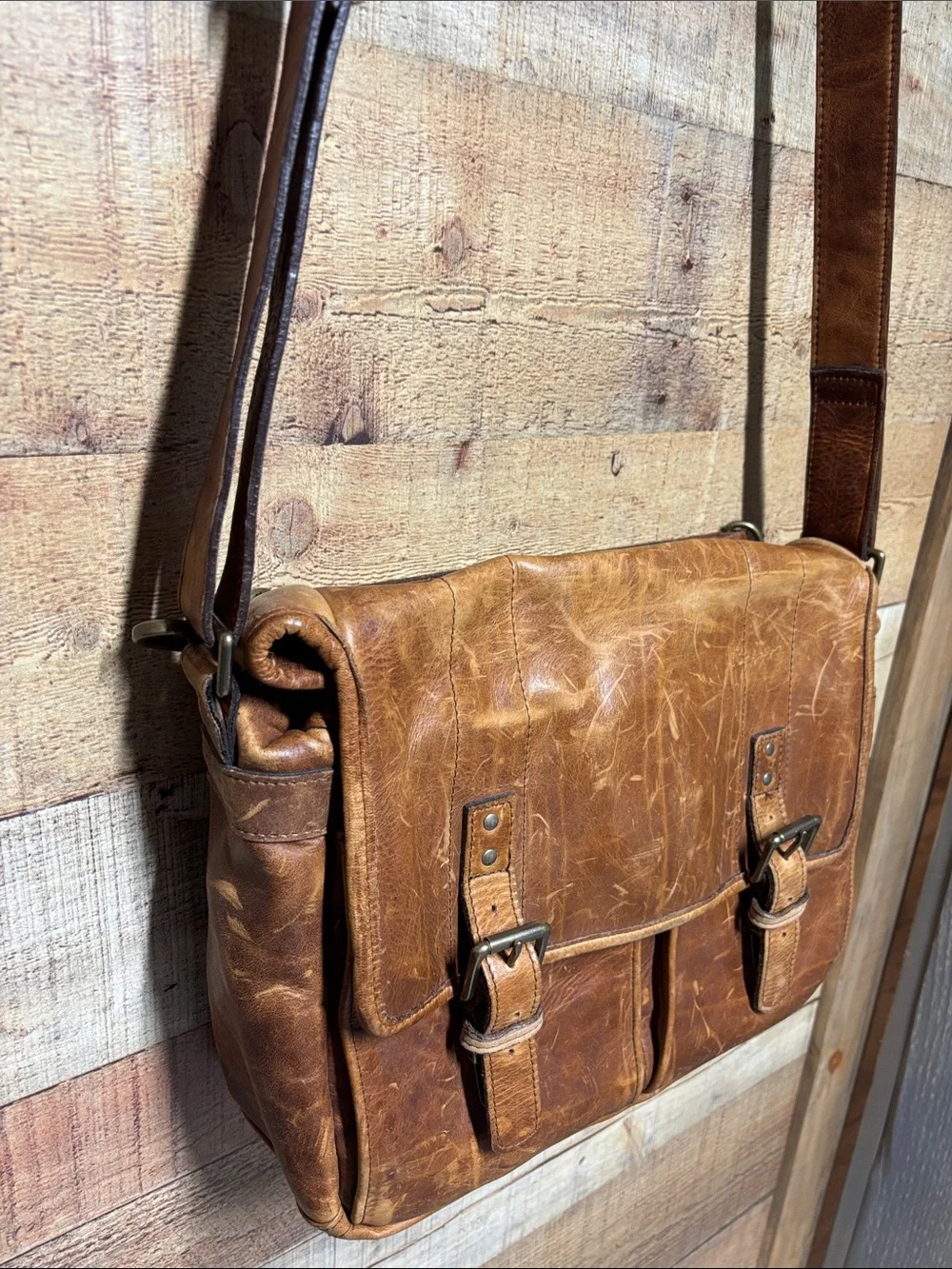 ONA The Prince Street Brown Leather Camera Messenger Laptop Bag antique cognac